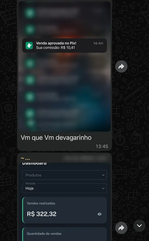 Print de aluno: R$ 322,32 em vendas no dia
